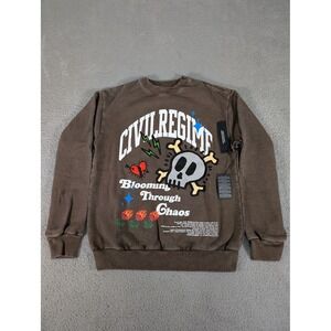 Civil Regime Sweatshirt Mens‎ Small Brown Blooming Through Chaos Skull Graphic